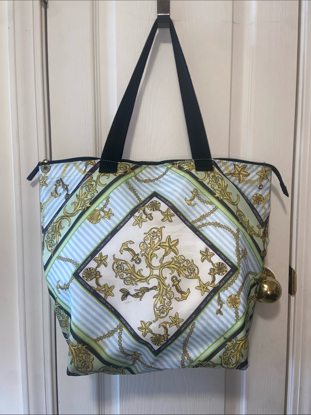 Victoria’s Secret Blue & Gold Patterned Tote Bag